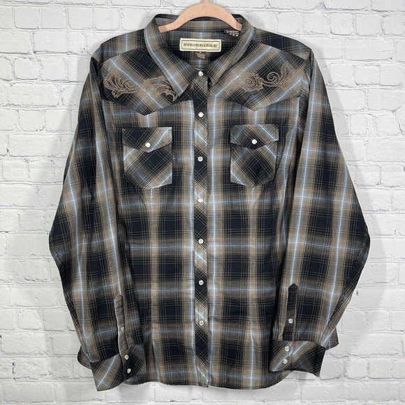 Bit & Bridle Blouse Women 1X Pearl Snaps Button Up Rodeo Western Cowgirl - Picture 1 of 16